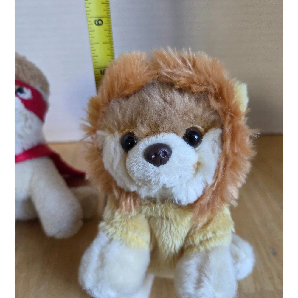 Lot of 2 Gund Itty Bitty Boo 049 Lion Superhero 021 Pomeranian Puppy Dog Plush